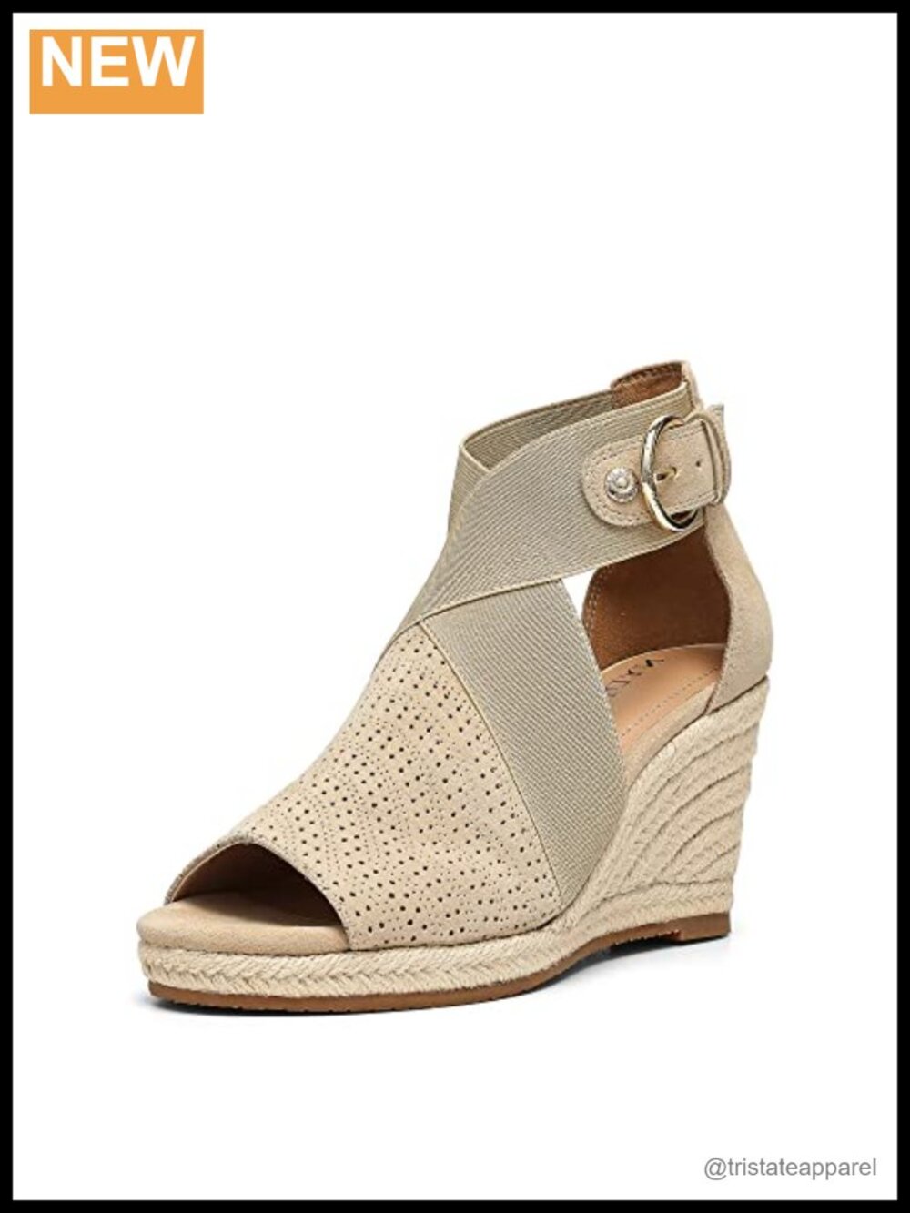 Suede Espadrille Wedge Sandal with Ankle Strap